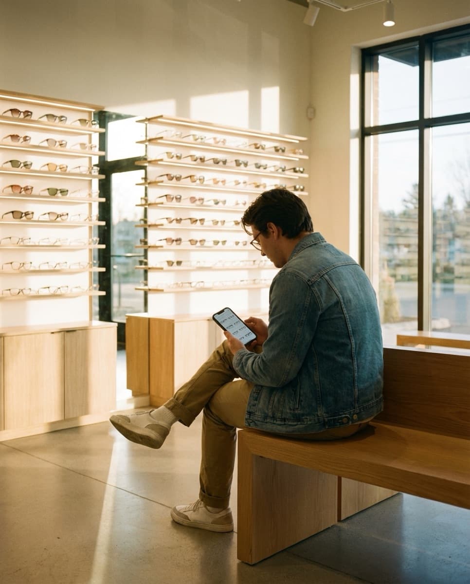 Patient browsing frames on phone