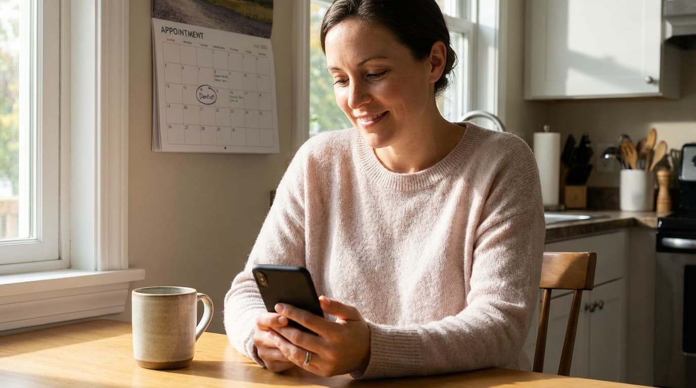 Woman receiving appointment reminder on phone