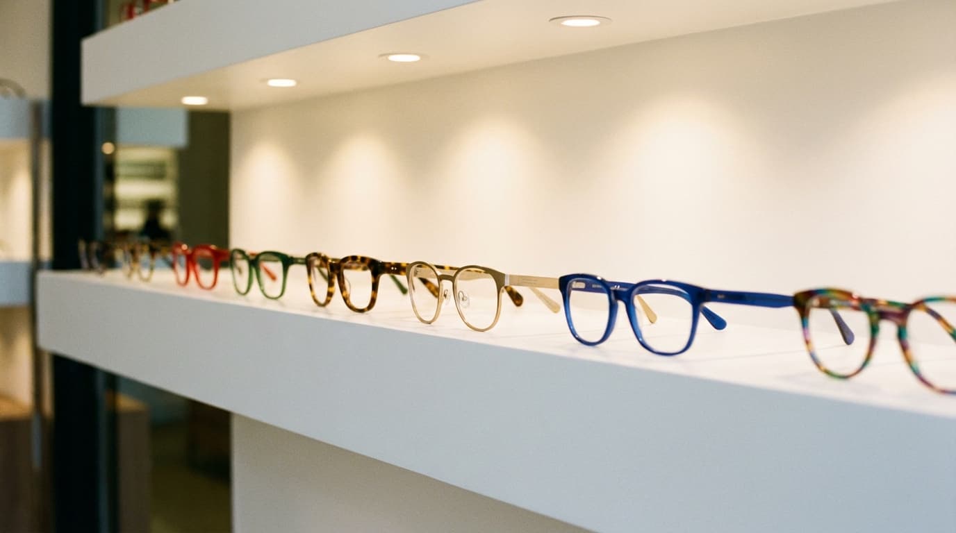 Frame display shelf in optical dispensary
